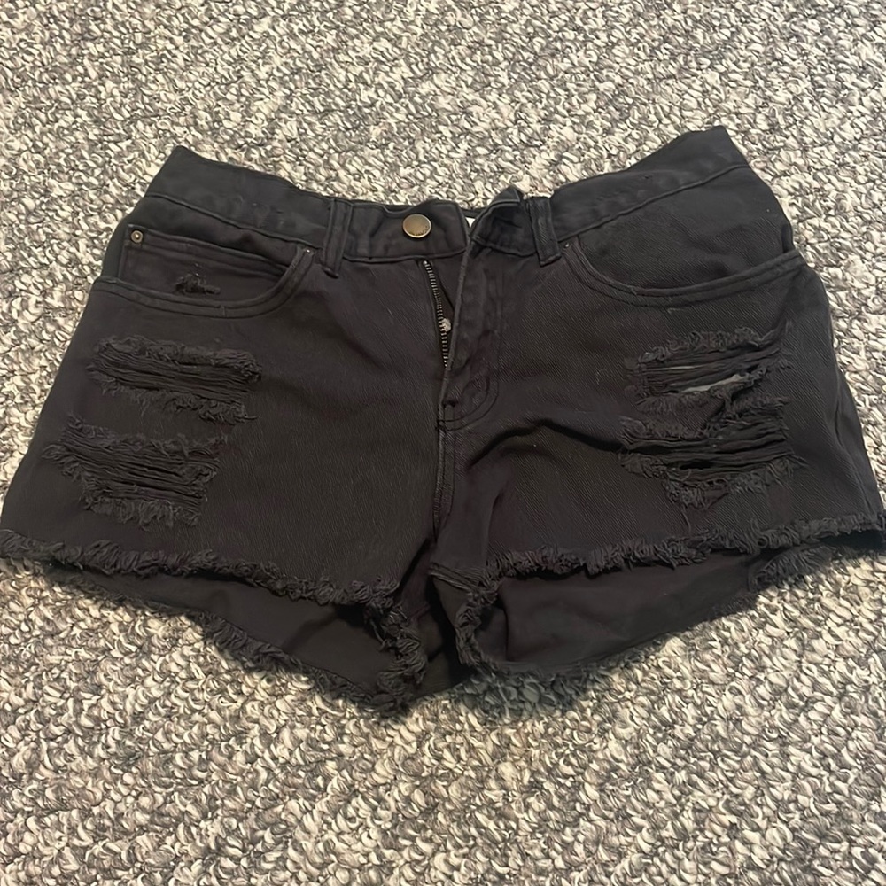 Billabong black distressed denim shorts